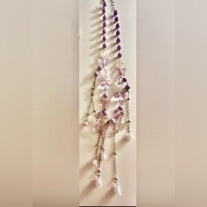 Necklace Hearts, Butterflies, stars Flowers, Crystals Lavender, Acrylic, Magical